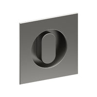 Square, Sliding Door, Flush Pull Handle with Privacy Turn (Single). Solid Stainless Steel. 65mm x 65mm (face) 50mm dia (rear). Invisible Fix (no screw holes) in Satin Stainless