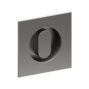 Square, Sliding Door, Flush Pull Handle with Privacy Turn (Single). Solid Stainless Steel. 65mm x 65mm (face) 50mm dia (rear). Invisible Fix (no screw holes) in Satin Stainless