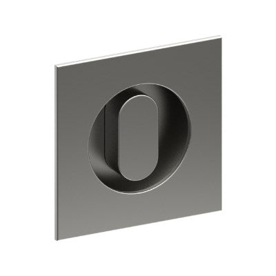 Square, Sliding Door, Flush Pull Handle with Privacy Turn (Single). Solid Stainless Steel. 65mm x 65mm (face) 50mm dia (rear). Invisible Fix (no screw holes) in Satin Stainless