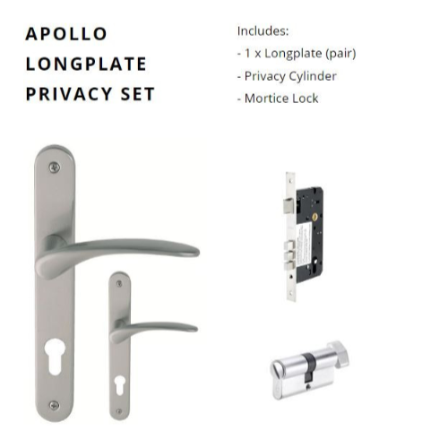 Apollo Longplate Privacy Set, Inlcudes 1143 & 1128 Privacy Turn in Brushed Nickel