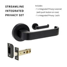 Streamline Privacy Set, Includes Integrated Privacy Latch in Black