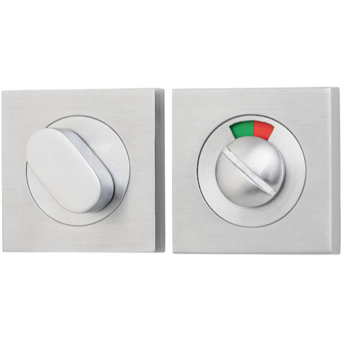 Privacy Turn Oval with Indicator Concealed Fix Square Brushed Chrome H52xW52xP23mm in Brushed Chrome