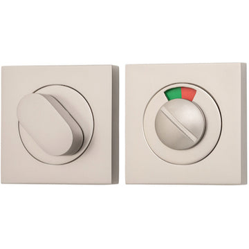 Privacy Turn Oval with Indicator Concealed Fix Square Satin Nickel H52xW52xP23mm in Satin Nickel