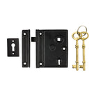 Rim Lock Matt Black H95xW80mm Backset 58mm in Matt Black