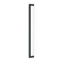 Large Momo RISS cabinet pull handle in dark grey finish, showcasing its sleek modern design on a wooden cabinet.