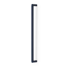 Momo RISS large cabinet pull handle in black finish, mounted on a wooden cabinet door, showcasing modern hardware design.