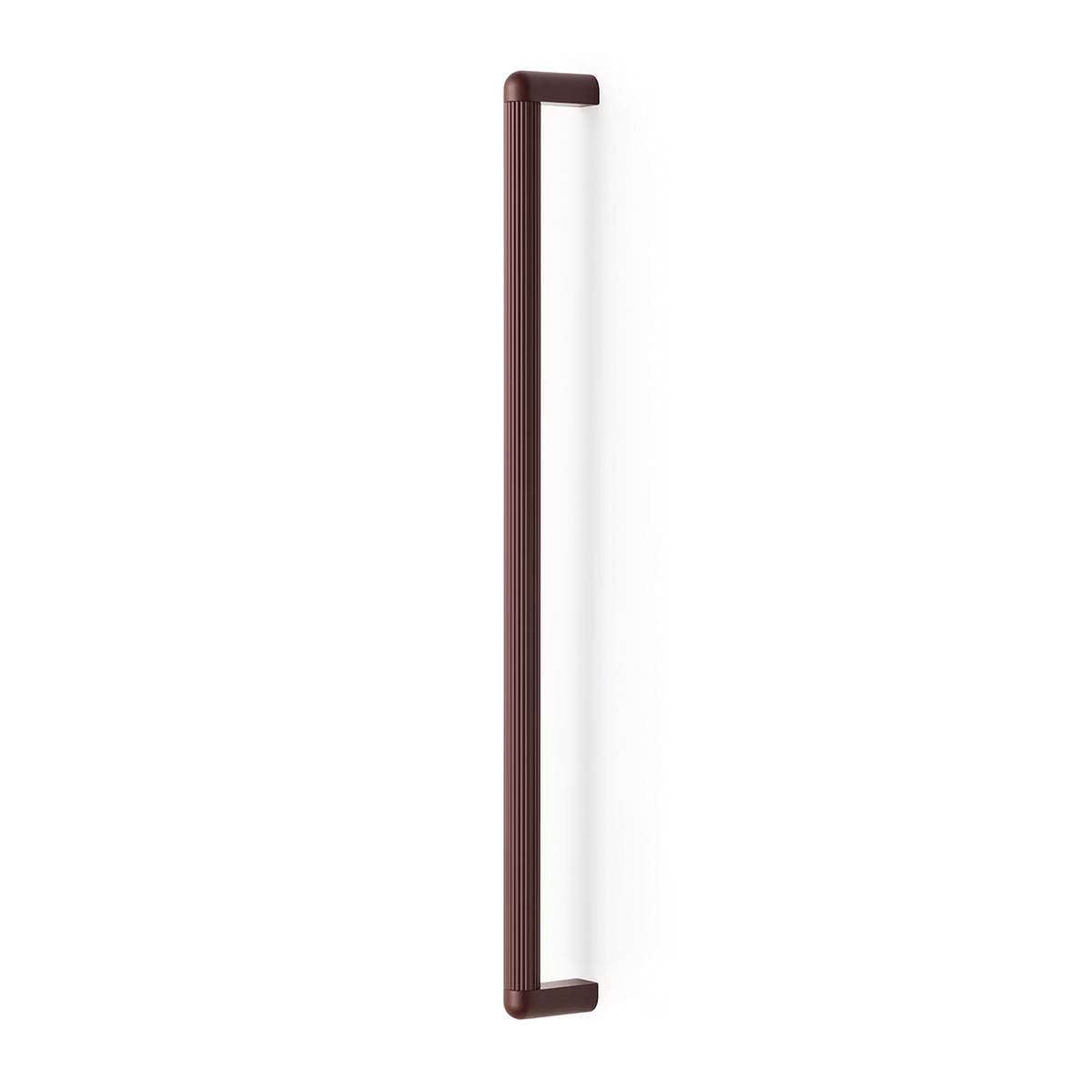 Large Momo RISS cabinet pull handle in vibrant red, featuring a sleek, modern design suitable for kitchen or furniture cabinets.