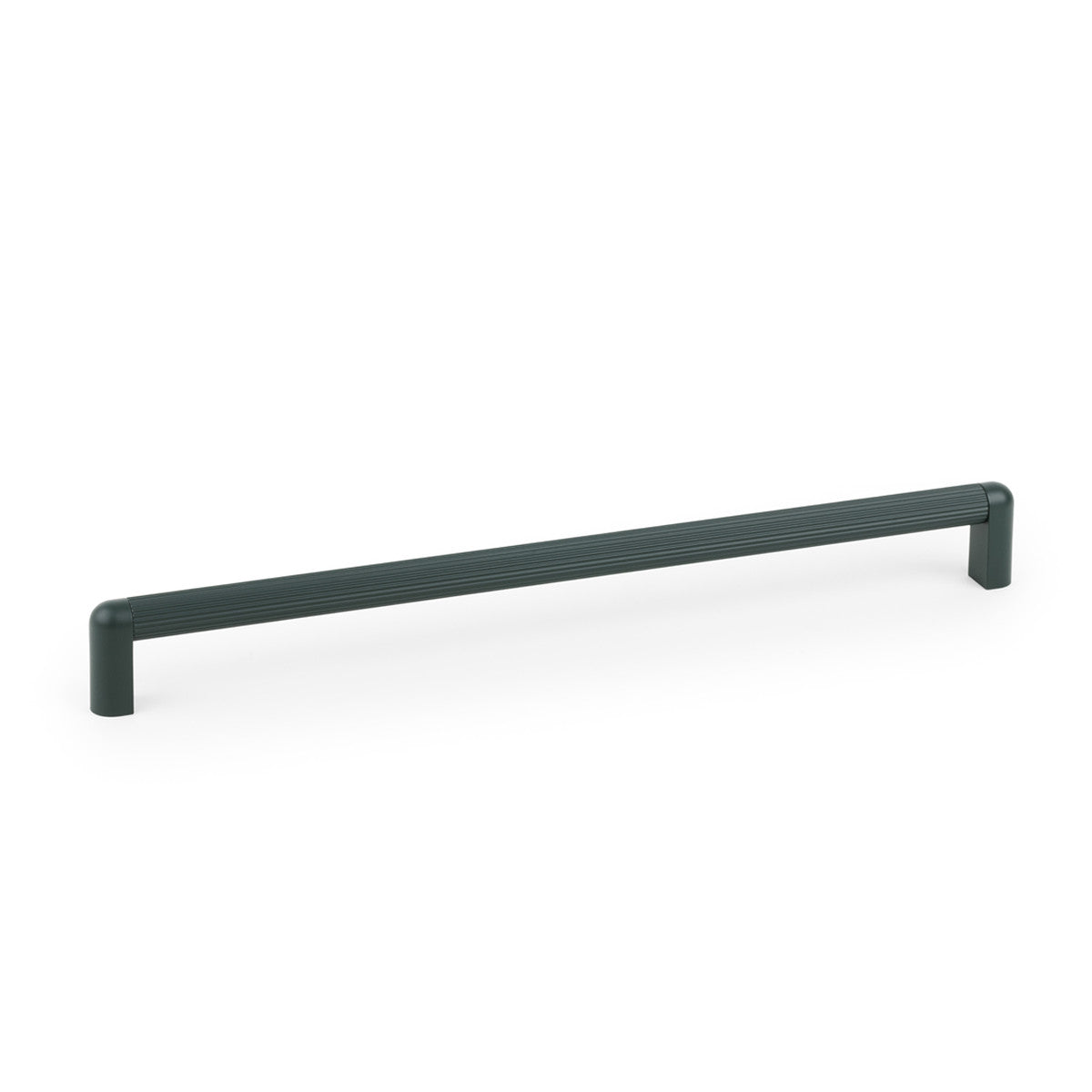 Momo RISS Mini Cabinet Pull Handle in dark gray finish, showcasing sleek curved design on a cabinet door.