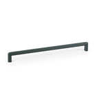 Momo RISS Mini Cabinet Pull Handle in dark gray finish, showcasing sleek curved design on a cabinet door.
