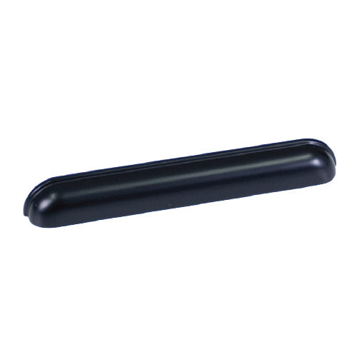 Momo SALVANO Cup Pull in blue finish, showing a close-up of the classic cabinet handle with rounded design and mounting hardware.
