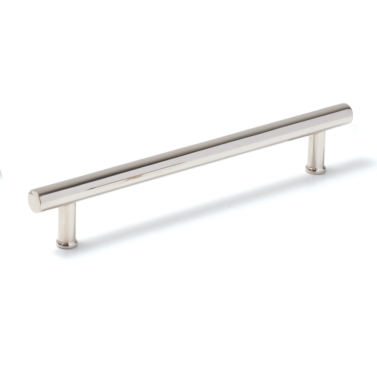 Momo STRANO cabinet pull handle in brushed nickel finish, sleek modern design for kitchen or bathroom cabinetry.