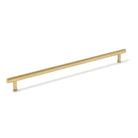 Momo STRANO cabinet pull handle in black and brushed silver finish, mounted on a wooden cabinet door.