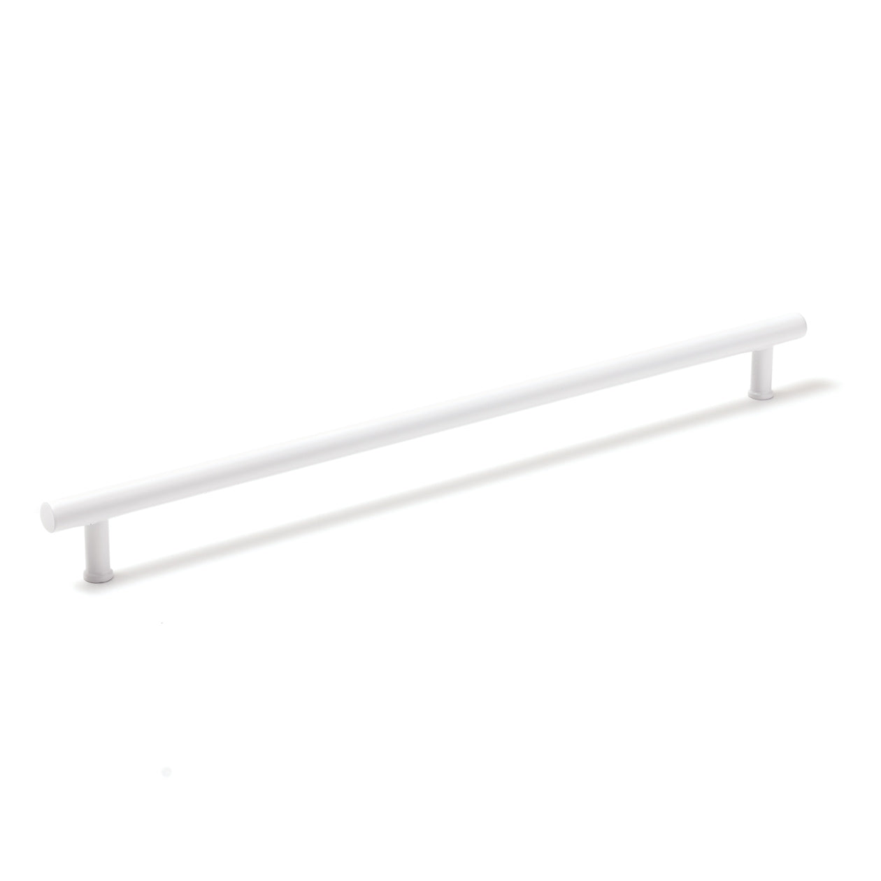 Momo STRANO cabinet pull handle in white finish, sleek modern design, mounted on a cabinet door.