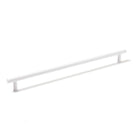 Momo STRANO cabinet pull handle in white finish, sleek modern design, mounted on a cabinet door.