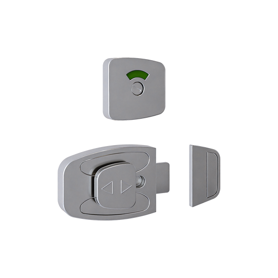 Sera Emergency Release Slide Lock and Indicator Set - Satin Chrome Plate - With Screw Fixings in Satin Chrome