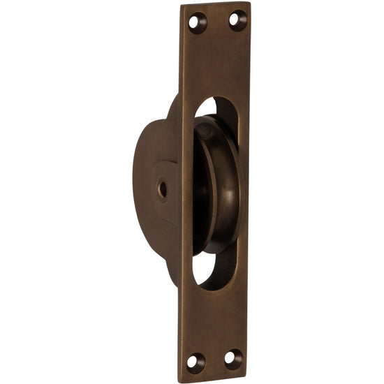 Sash Pulley Antique Brass H125xW25mm in Antique Brass