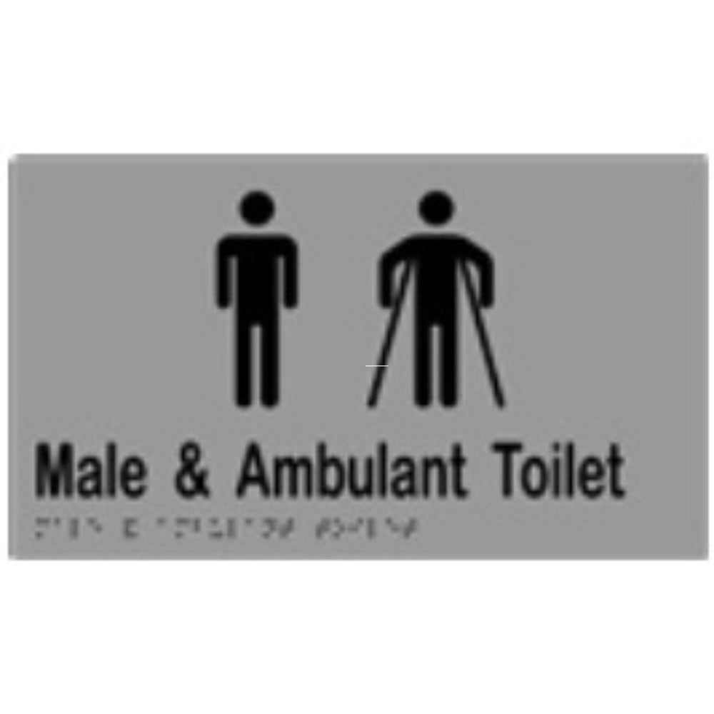 Male and ambulant access sign with braille on laminated vinyl, measuring 260x150mm by Style Finish Design Pty Ltd.