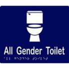 All Gender Toilet Sign with Braille, Laminated Vinyl 200x150 Blue Over White in Blue