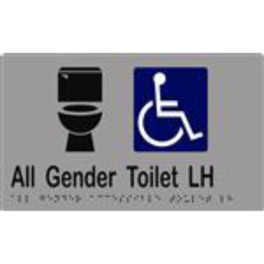 All Gender Accessible Toilet LH Sign with Braille, Laminated Vinyl 250 ...
