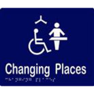 Changing Places Sign with Braille, Laminated Vinyl 180x150 Blue Over White in Blue