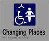 Changing Places Sign with Braille, Laminated Vinyl 180x150 Silver Over Black in Silver