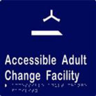 Accessible Adult Change Facility Sign with Braille, Laminated Vinyl 200x200 Blue Over White in Blue