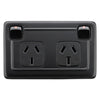 Socket Flat Plate Rocker Double Matt Black H72xW115mm in Matt Black