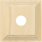 Tradco single switch and socket wood blocks in classic profile, showing natural wood finish and traditional design elements.