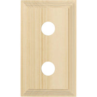 Tradco double switch and socket wood blocks with classic profile, featuring natural wood finish and traditional design.