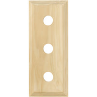 Tradco triple switch and socket wood blocks with a classic profile, showing polished wood finish and detailed craftsmanship.