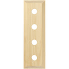 Tradco Quad switch and socket wood blocks with classic profile, showing four switches and sockets mounted on natural wood.