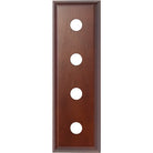 Traditional profile Tradco Quad switch and socket wood blocks, showing classic wooden finish and detailed design for wall installation.