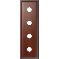 Traditional profile Tradco Quad switch and socket wood blocks, showing classic wooden finish and detailed design for wall installation.