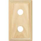 Tradco double switch and socket wood blocks with traditional profile, showcasing classic wooden finish and vintage electrical fittings.