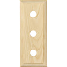 Tradco treble switch and socket wood blocks in traditional profile, showcasing classic wooden electrical fittings.