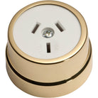 Socket Traditional White Mechanism Polished Brass D50xP30mm in White / Polished Brass