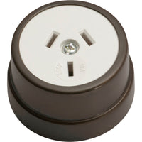 Socket Traditional White Mechanism Antique Brass D50xP30mm in White/Antique Brass