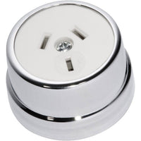 Socket Traditional White Mechanism Chrome Plated D50xP30mm in White / Chrome