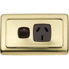 Socket Flat Plate Rocker Single Brown Polished Brass H72xW115mm in Polished Brass
