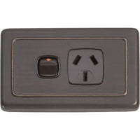 Socket Flat Plate Rocker Single Brown Antique Copper H72xW115mm in Antique Copper