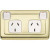 Socket Flat Plate Rocker Double White Polished Brass H72xW115mm in White / Polished Brass