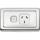 Socket Flat Plate Rocker Single White Chrome Plated H72xW115mm in Chrome Plated