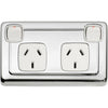 Socket Flat Plate Rocker Double White Chrome Plated H72xW115mm in Chrome Plated