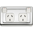 Socket Flat Plate Rocker Double White Chrome Plated H72xW115mm in Chrome Plated