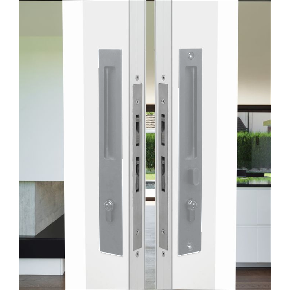 Integrated Flush Pull / Sliding mylock / Cyl.70mm SSS in Satin Stainless