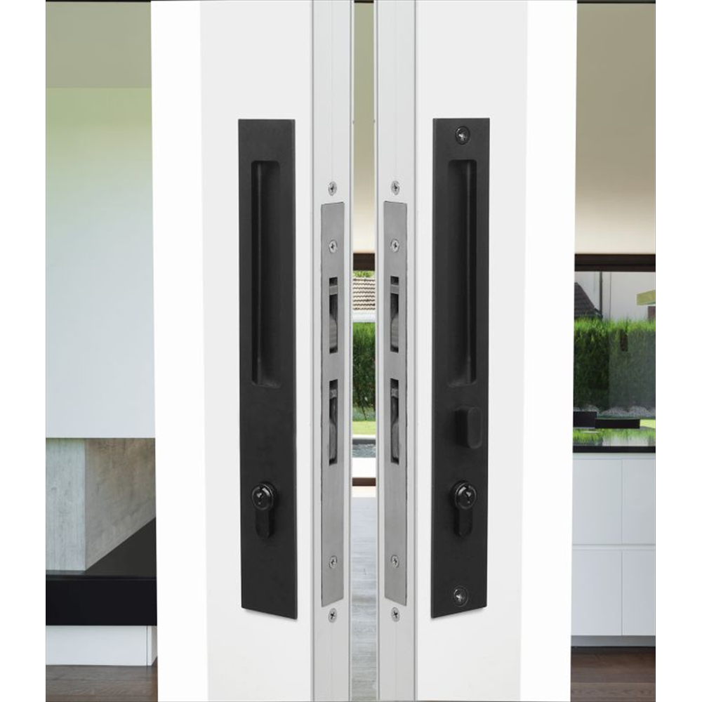 Integrated Flush Pull / Sliding mylock / Cyl.70mm Black in Black