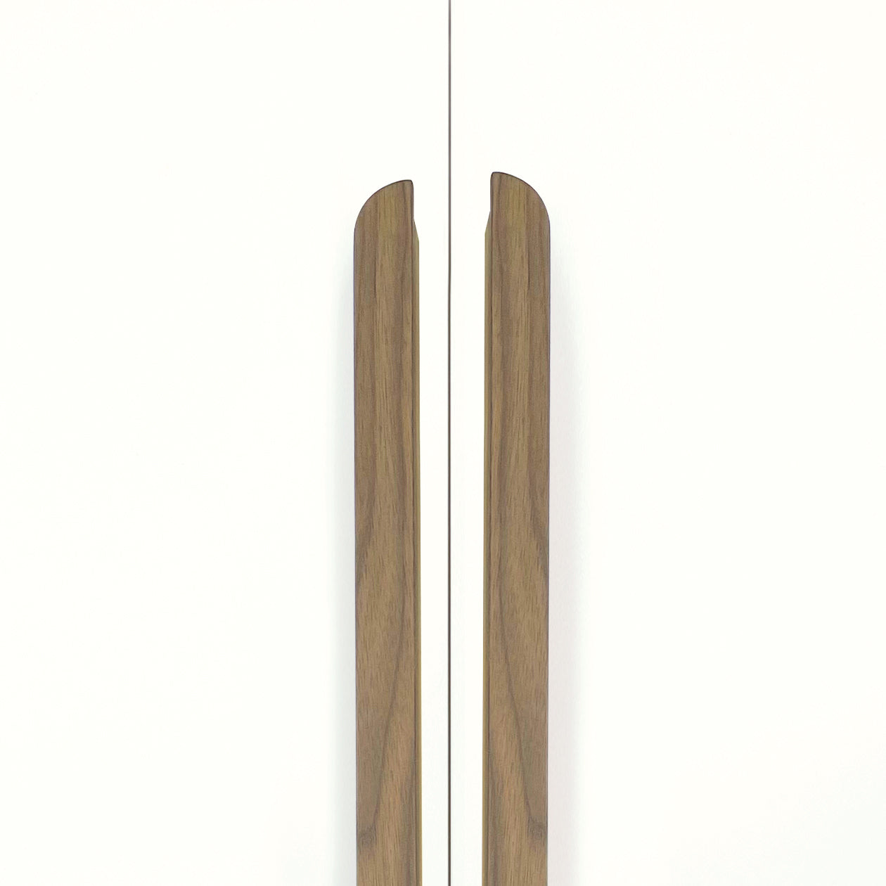 Momo Sydney timber cabinet pull handle in brushed nickel finish, showcasing sleek, modern design for kitchen or furniture drawers