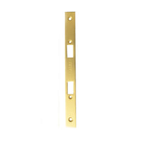 Momo mortice lock forend plate with privacy thumb turn, brass finish, designed for secure door privacy applications.