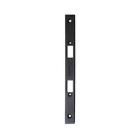 Momo mortice lock forend plate with privacy thumb turn, metal finish, designed for secure door installation.