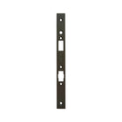 Momo roller mortice lock forend plate in dark brass finish, showing detailed metal construction and mounting design.